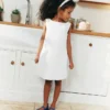White Crepe Sequin Flower Dress