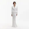White Crepe Tailored Maxi Dress