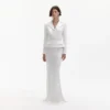 White Crepe Tailored Maxi Dress