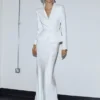 White Crepe Tailored Maxi Dress