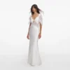 White Fine Lace Satin Maxi Dress White Fine Lace Satin Maxi Dress