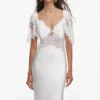 White Fine Lace Satin Maxi Dress White Fine Lace Satin Maxi Dress