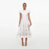 White Floral Linen Blend Midi Dress White Floral Linen Blend Midi Dress