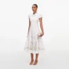 White Floral Linen Blend Midi Dress White Floral Linen Blend Midi Dress