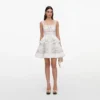 White Floral Linen Blend Peplum Mini Dress White Floral Linen Blend Peplum Mini Dress