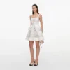 White Floral Linen Blend Peplum Mini Dress White Floral Linen Blend Peplum Mini Dress