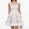 White Floral Linen Blend Peplum Mini Dress White Floral Linen Blend Peplum Mini Dress