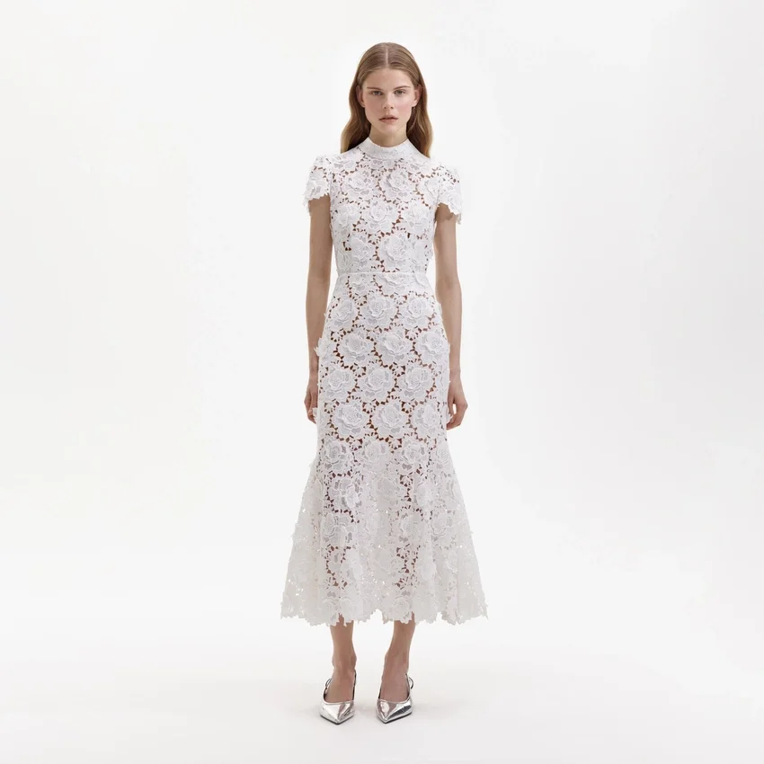 White Flower Lace Midi Dress White Flower Lace Midi Dress