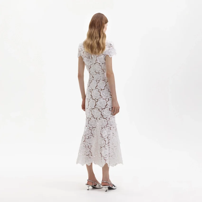 White Flower Lace Midi Dress White Flower Lace Midi Dress