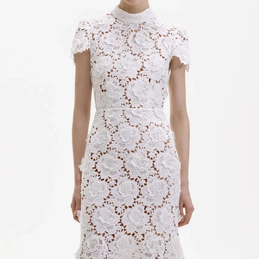 White Flower Lace Midi Dress White Flower Lace Midi Dress