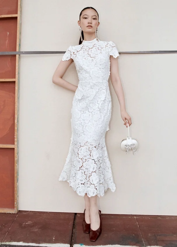 White Flower Lace Midi Dress White Flower Lace Midi Dress