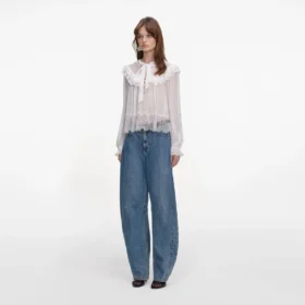 White Georgette Lace Blouse