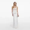 White Georgette Satin Maxi Dress