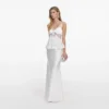 White Georgette Satin Maxi Dress