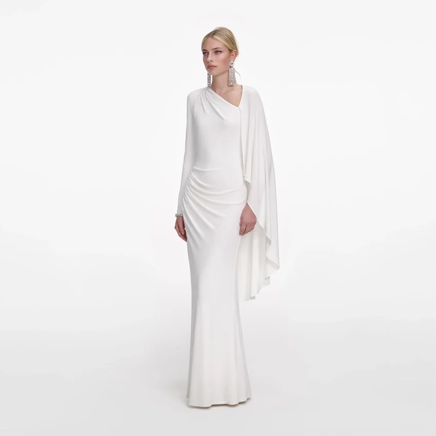 White Jersey Drape Maxi Dress White Jersey Drape Maxi Dress