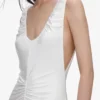 White Jersey Ruched Maxi Dress