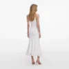 White Knit Lace Insert Midi Dress