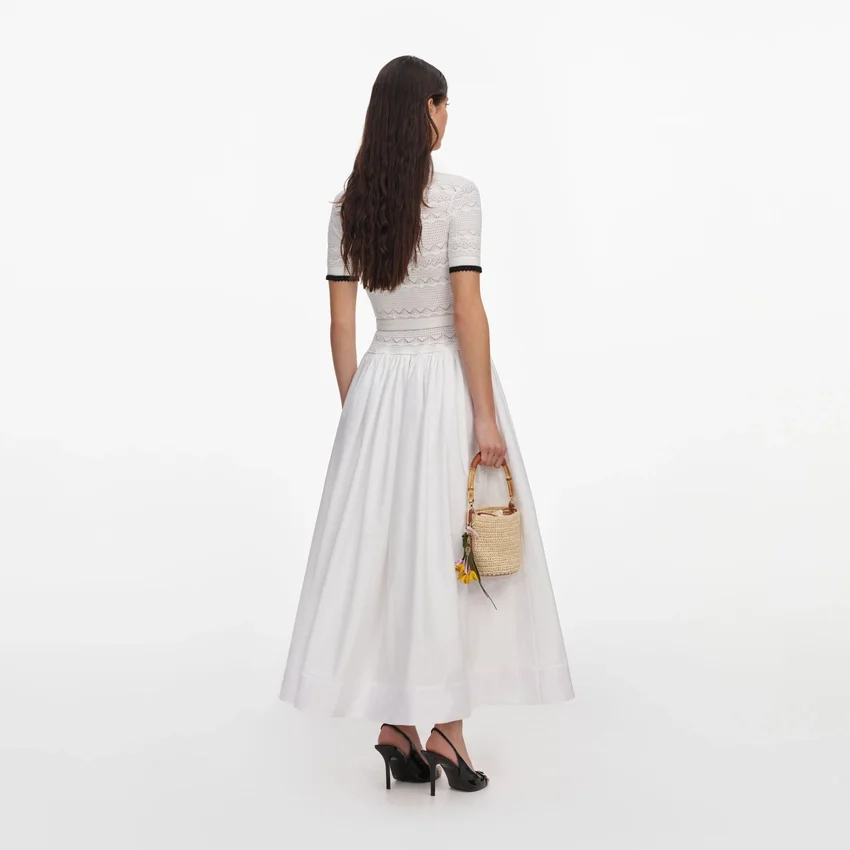 White Knit Linen Midi Dress White Knit Linen Midi Dress