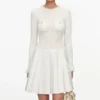 White Knit Pleated Twill Mini Dress White Knit Pleated Twill Mini Dress