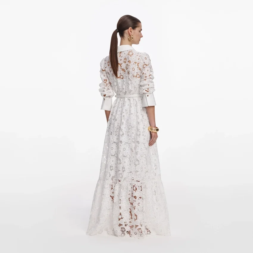 White Lace Collared Maxi Dress White Lace Collared Maxi Dress