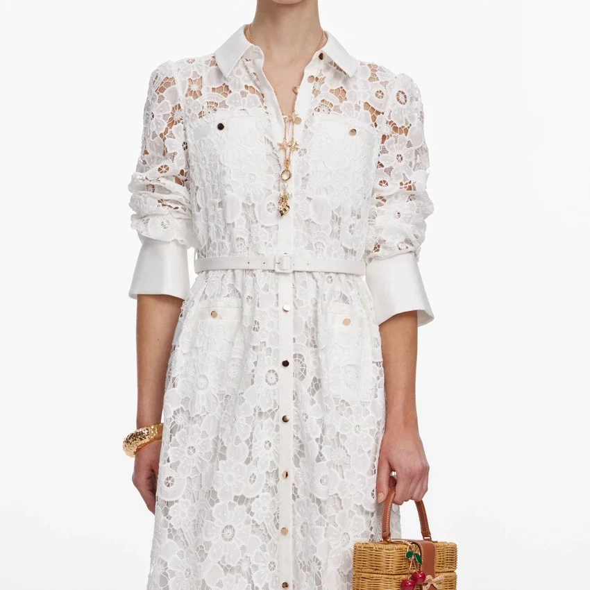 White Lace Collared Maxi Dress White Lace Collared Maxi Dress
