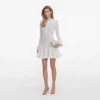 White Lace Collared Pointelle Knit Mini Dress White Lace Collared Pointelle Knit Mini Dress