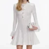 White Lace Collared Pointelle Knit Mini Dress White Lace Collared Pointelle Knit Mini Dress