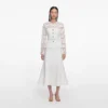 White Lace Crepe Midi Dress White Lace Crepe Midi Dress