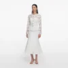 White Lace Crepe Midi Dress White Lace Crepe Midi Dress
