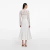 White Lace Crepe Midi Dress White Lace Crepe Midi Dress