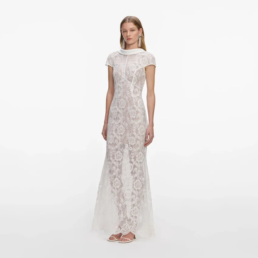 White Lace Scoop Back Maxi Dress White Lace Scoop Back Maxi Dress