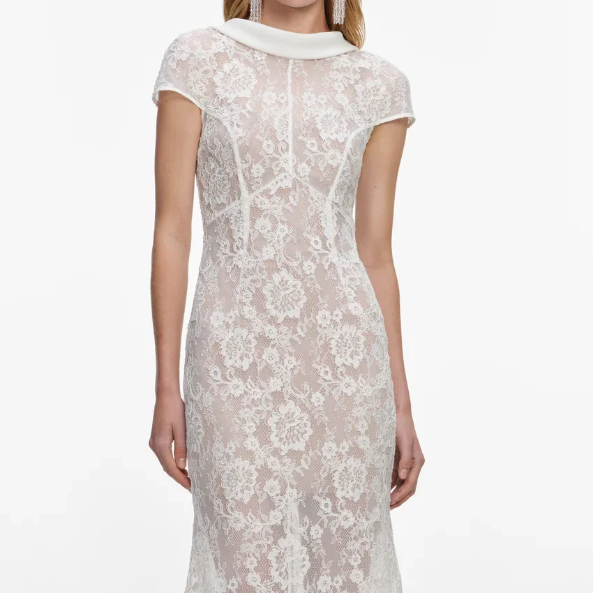 White Lace Scoop Back Maxi Dress White Lace Scoop Back Maxi Dress