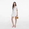 White Pointelle Knit Mini Skirt