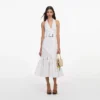 White Linen Blend Halterneck Midi Dress White Linen Blend Halterneck Midi Dress