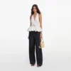 White Linen Blend Peplum Top
