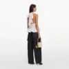 White Linen Blend Peplum Top