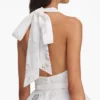 White Linen Blend Peplum Top