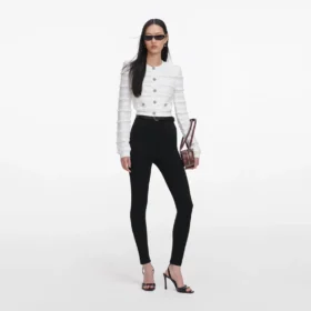 White Pointelle Diamante Cardigan