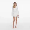 White Pointelle Diamante Knit Mini Dress White Pointelle Diamante Knit Mini Dress