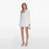 White Pointelle Diamante Knit Mini Dress White Pointelle Diamante Knit Mini Dress