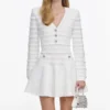 White Pointelle Diamante Knit Mini Dress White Pointelle Diamante Knit Mini Dress