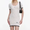 White Pointelle Embroidered Knit Mini Dress White Pointelle Embroidered Knit Mini Dress