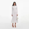 White Pointelle Knit Flare Midi Dress White Pointelle Knit Flare Midi Dress