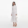 White Pointelle Knit Flare Midi Dress White Pointelle Knit Flare Midi Dress