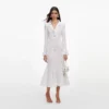 White Pointelle Knit Flare Midi Dress White Pointelle Knit Flare Midi Dress