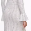 White Pointelle Knit Flare Midi Dress White Pointelle Knit Flare Midi Dress