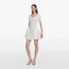 White Pointelle Knit Flared Mini Dress White Pointelle Knit Flared Mini Dress