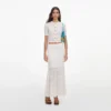 White Pointelle Knit Midi Skirt