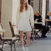 White Pointelle Knit Mini Skirt