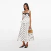 White Polka Dot Linen Midi Dress
